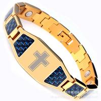 Logo personnalisé à la mode santé aimant ion négatif en acier inoxydable étanche prêt à l'emploi bijoux bracelet en gros pour unisexe