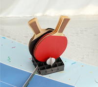 Carte de vœux pliante rectangulaire créative en papier, artisanat promotionnel, cadeau 3D pop-up, balle de ping-pong émulée, anniversaire