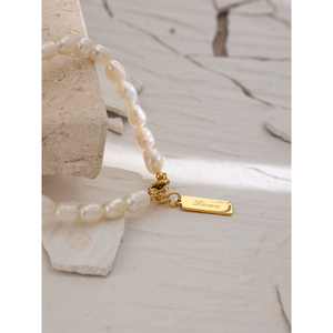 JINYOU 1104 Stylish Chain <strong>LOVE</strong> Women High Quality Jewelry Stainless Steel Luxury Natural Pearl Beaded Bracelet <strong>Bangle</strong> - Product Image 4
