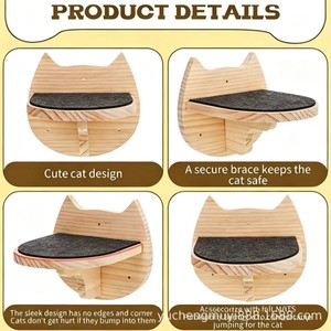 Estante de pared de madera para gatos, plataforma de escalada de madera maciza, antideslizante, duradera, ecológica, fácil de montar, para gatos de interior - Product Image 4