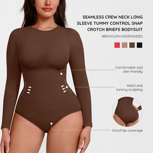Custom Logo Long Sleeve <b>Bodysuit</b> Comfortable Body Shaper Tummy Control <b>Shapewear</b> Seamless <b>Shapewear</b> <b>Bodysuit</b> for Women - Product Image 2