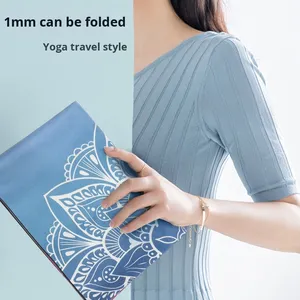 Nagudi daim caoutchouc écologique 183cm 1mm d'épaisseur Extra large silencieux antidérapant pliable tapis de <span class=keywords><strong>Yoga</strong></span> sangle de transport danse Pilates maison - Product Image 2