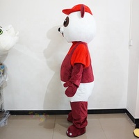 Costume de Mascotte Panda Rouge Personnalisé avec Logo, Taille Adulte, en Peluche, pour Publicité et Promotion d'Événements (Vente en Gros)