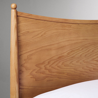 Lit en chêne sur mesure, lit moderne en bois massif avec tête de lit incurvée, cadre plateforme King Size pour studio ou loft