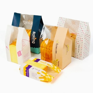 Sacchetto di carta di cotone personalizzato con fondo quadrato a prova di umidità imballaggio in plastica per pane tostato <span class=keywords><strong>Sandwich</strong></span> con finestra trasparente - Product Image 1