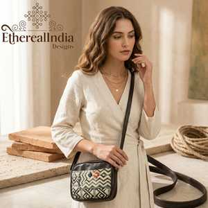Banjara Embroidered Sling Bag Tribal Mirror Work Crossbody Handmade Cotton Boho Ethnic Purse - Product Image 5