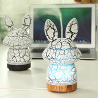 Diffuseur d'huiles essentielles ultrasonique 100 ml à effet craquelé motif lapin pour aromathérapie domestique, export transfrontalier