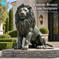 Sculpture de lion en bronze régale, moulée à la cire perdue, statue animale durable, décoration d'entrée pour villa, place, cour, jardin, aménagement paysager