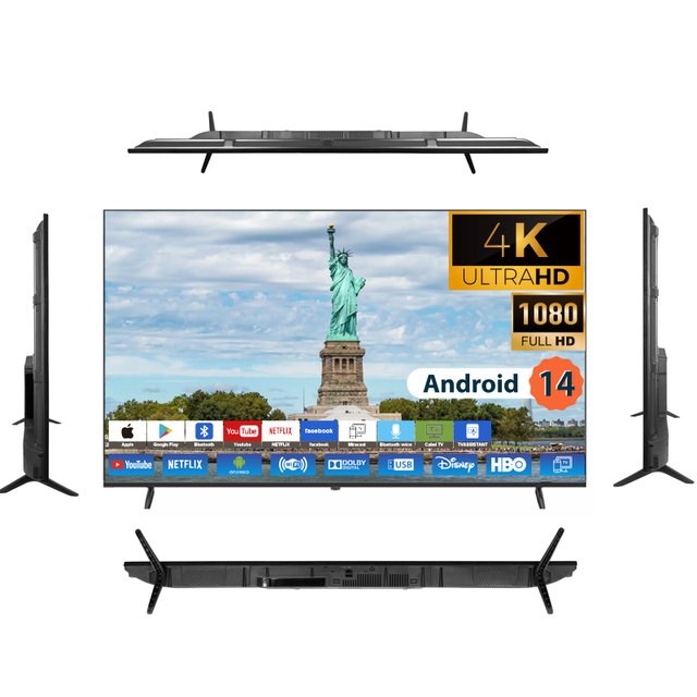 Smart TV 32-65 Inch 4K 2K HDTV LED Android 9.0 OEM Customizable 9 Languages for Hotel Use