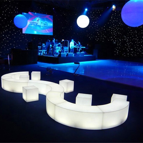Модульная светодиодная изогнутая скамейка с дистанционным управлением, светящиеся скамейки для наружной вечеринки