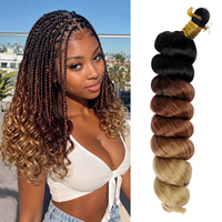 Fibres synthétiques de qualité supérieure résistantes à la chaleur, 16 pouces, boucles lâches françaises, 75g/pièce, cheveux synthétiques à boucles spirales pour tresses et extensions.