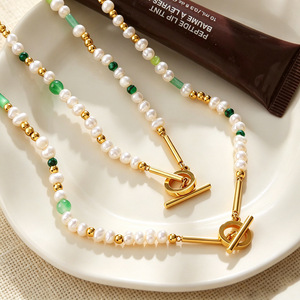 Collar de cuentas estilo bohemio para mujer con perlas de imitación y cierre de palanca chapado en oro, joyería de moda de forma redonda - Product Image 5