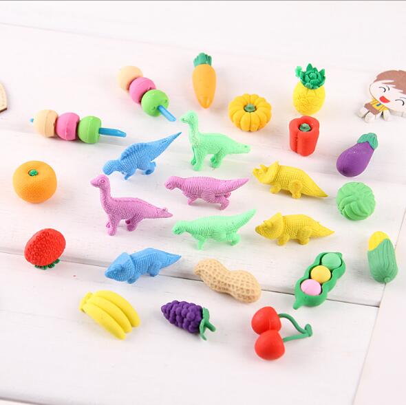 Back To School Promotional TPR Rubber Cute 3D DIY Kawaii Pencil Eraser