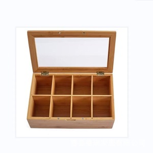 Wooden Tea Box With Compartments Transparent Glass Lid Rectangular Storage For Tea Bags Natural Wood Color - Product Image 4