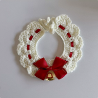 Ensemble collier et écharpe tricotés à la main en crochet pour animaux de compagnie, motif géométrique, pour petits chiens et chats, cadeaux de Noël et de fêtes