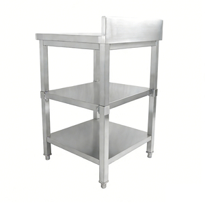 Stainless Steel Three-Layer Workbench with Back Splash - Commercial Heavy Duty <b>Work</b> <b>Table</b> for Restaurant/Kitchen - Product Image 2