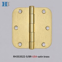 Bisagra Residencial Estándar de 3.5x3.5 Pulgadas, 2.2mm, 5/8R US4, Latón Satinado, para Puertas Interiores