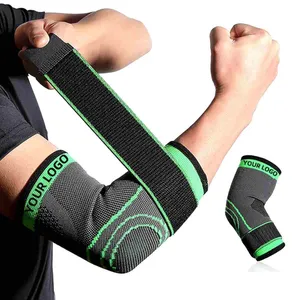 Venta al por mayor de mangas de brazo de punto elástico transpirable de compresión correa ajustable para entrenamiento con pesas