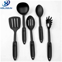 Aksesoris Dapur Terlaris Ringan Aman untuk Makanan 5PCS Set Peralatan Dapur Nylon Hitam