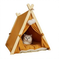 DEMI Promotion Tente de lit pour reptiles de luxe personnalisée, motif floral triangulaire, en bois, lavable, durable, type tipi, lit-canapé moelleux, en carton