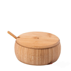 Bamboo Spice <b>Jar</b> With Lid Solid Seasonings <b>Storage</b> Container <b>Kitchen</b> Condiment Box Round Wooden Seasoning <b>Jar</b> <b>For</b> Spices - Product Image 5