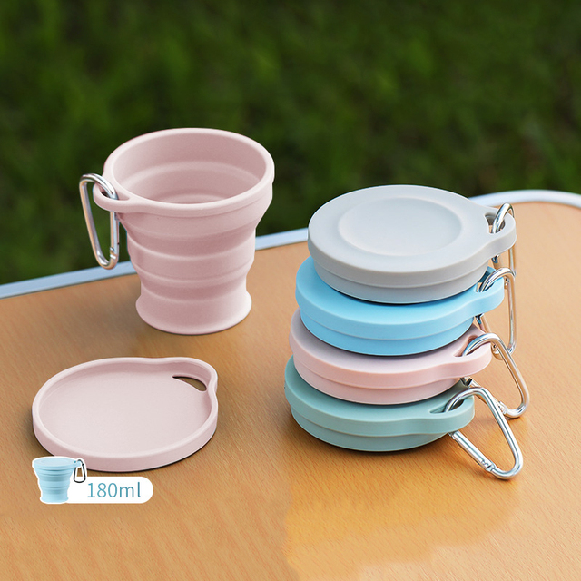 Custom Portable Outdoor Silicone Drinkware Factory Collapsible Water Cup for Travel Foldable Sport Bottle for Hiking/Camping
