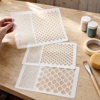 Lot de 3 pochoirs en PET à motif écailles de poisson et diamant pour la peinture décorative, 15x20cm, réutilisables pour l'artisanat