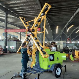 <b>Light</b> Tower Solar Powered <b>LED</b> Lighting For Outdoor Mining Construction Sites 50000 Hours Lifespan E27 Bulb Base Steel Lamp - Product Image 2