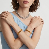 Parures de bijoux SA pour femmes, en acier inoxydable plaqué or, collier et bracelet à maillons épais, bijoux fantaisie pour femmes, stock en gros, OEM