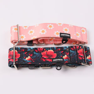 ओकीपेट्स थोक नो-स्लिप एडजस्टेबल एंटी-एस्केप डिजाइन कुत्ते कॉलर लाल फूल मुलायम मार्टिंगेल कुत्ते कॉलर - Product Image 4