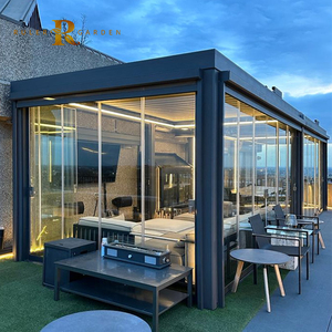 Pergola bioclimatique automatique en aluminium avec lames orientables, véranda, jacuzzi, <span class=keywords><strong>jardin</strong></span> d'hiver, serre préfabriquée extérieure en verre - Product Image 1