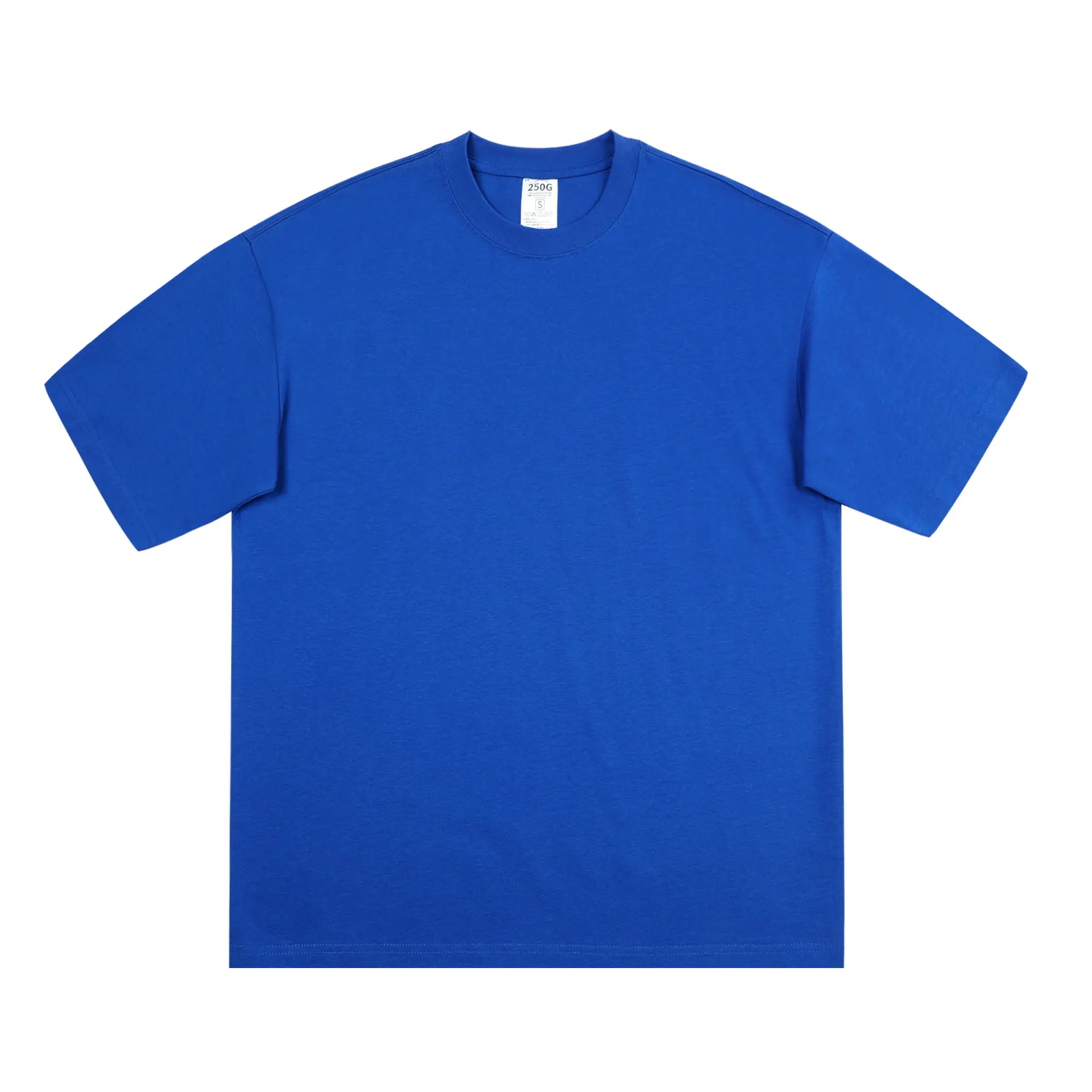 Individueller Druck Streetwear Sommer Kurzarm-T-Shirt Unisex Baumwolle Solid Jersey T-Shirt Großhandel blau übergroßes T-Shirt