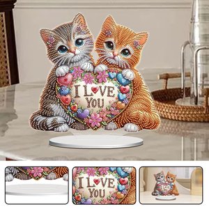 Handpainted Animal Subject Acrylic Love Cats 5D DIY <strong>Hobby</strong> <strong>Craft</strong> Ornament - Product Image 6
