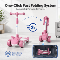 Trottinette pliable pour enfants avec roues PU lumineuses, hauteur réglable sur 4 niveaux, trottinette à 3 roues pour garçons et filles de 3 à 12 ans