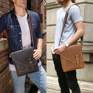 Bolso de hombro de cuero genuino para hombre, <span class=keywords><strong>bolsa</strong></span> de mensajero de cuero de vaca auténtico Retro, fabricante chino, venta al por mayor - Product Image 5