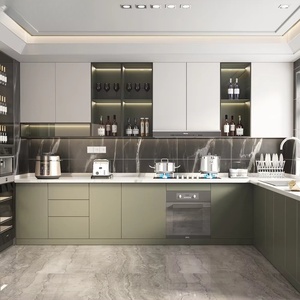 Armario personalizado de nuevo diseño, conjunto modular de fábrica, armario de madera contrachapada moderno, Isla de almacenamiento, armarios de cocina italianos - Product Image 2