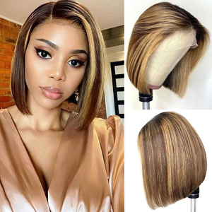 วิกผมบ๊อบสำหรับผู้หญิง,วิกผมสั้นห<span class=keywords><strong>ย</strong></span>ักศกแนวตั้ง4X4ลูกไม้หน้า13X4 - Product Image 6
