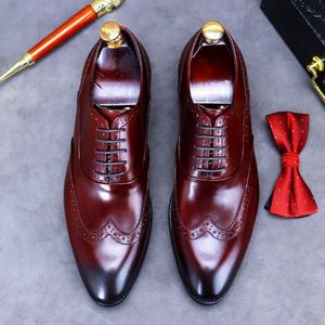Men's Luxury New Fashion <b>Pointed</b> Toe Breathable Anti-Slip Lace-Up Business Dress Shoes - Product Image 4