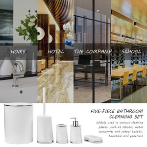 Haute qualité salle de bain poubelle brosse de toilette distributeur de <span class=keywords><strong>savon</strong></span> porte-<span class=keywords><strong>savon</strong></span> acrylique blanc salle de bain lavage 5 pièces ensemble - Product Image 4