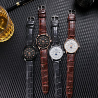 Nouvelle Montre Homme de Luxe à Quartz Étanche Entièrement Automatique avec Calendrier Lumineux Bracelet en Cuir de 20 mm Vente en Gros