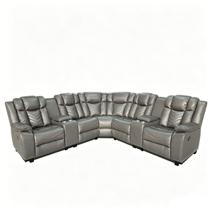 Sofá Esquinero Eléctrico Reclinable de Cuero Sintético en Oferta, con Cómodos Reposabrazos y Estructura Metálica Resistente para Sala de Estar - Product Image 6