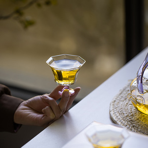 Octagonal Stemmed Glass <b>Teacup</b> Transparent For Green Tea Personal Tasting Cup For Women - Product Image 1
