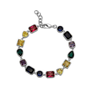 <span class=keywords><strong>Bracelet</strong></span> en zircone cubique serti de diamants arc-en-ciel, <span class=keywords><strong>bracelet</strong></span> tennis à maillons, plaqué or 18 carats, <span class=keywords><strong>bracelet</strong></span> multi-pierres pour femmes - Product Image 5