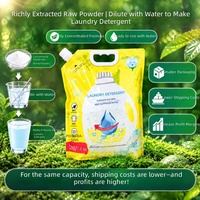 Nouvelle poudre concentrée anglaise, à ajouter à l'eau pour faire du lessive liquide, pour usage domestique.