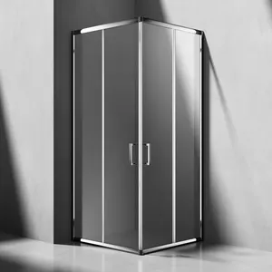 Casa Banheiro Quadrado Retângulo Forma Canto Design Transparente Dois Porta De Vidro Deslizante Alumínio Emoldurado Chuveiro Quarto