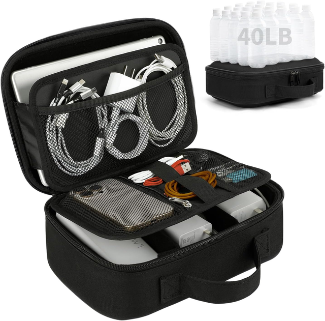 EVA Hard Electronics Organizer Travel Case Shockproof Waterproof Zipper Double Layer Cable Organizer Large Capacity