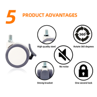 Offre Spéciale Roulettes médicales pivotantes à 360 degrés Nylon et PVC de 2.5 pouces pour chariots hospitaliers OEM personnalisables