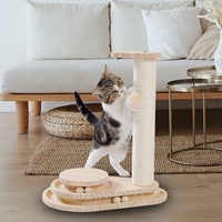 Nouveau Design mignon chat à deux couches griffoir chat griffoir jouet chat plateau tournant avec boules interactives et boule pendante