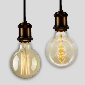 <span class=keywords><strong>Ampoule</strong></span> Edison E27 40W 60W G125 en verre doré décoratif de style vintage, <span class=keywords><strong>ampoule</strong></span> Edison <span class=keywords><strong>125mm</strong></span> 220V pour café, boutique, bureau et salon - Product Image 1
