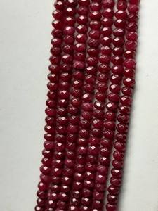 Collar de cuentas de jade natural de alta calidad, color rojo, 4 mm, facetadas, tipo rondel, listo para usar, para niñas. - Product Image 2